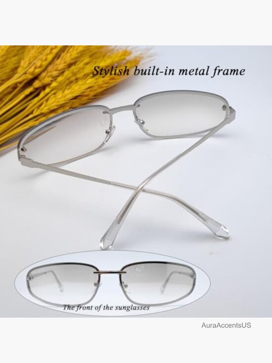 Y2K Sunglasses Retro 2000s Wrap Around Metal Frame UV400 Protection Trendy main image 4